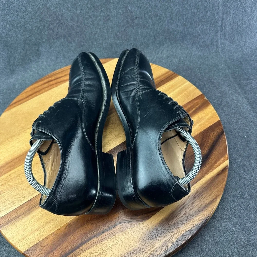 L.F. Lidfort Barneys New York Mens Black Leather Square‎ Toe Oxford Shoes Sz 8